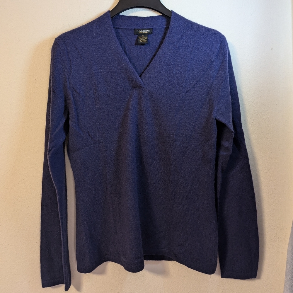 Philosophy Dane Lewis purple cashmere V neck sweater size M